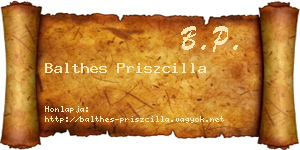 Balthes Priszcilla névjegykártya